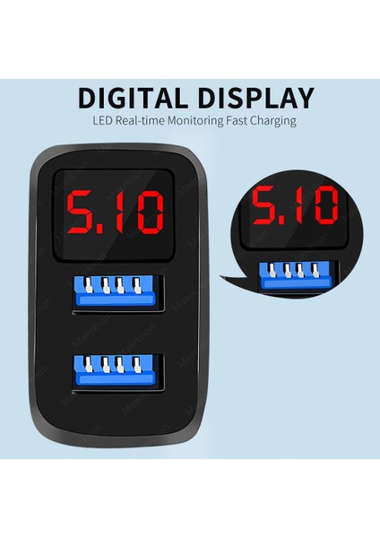 18W USB Şarj Cihazı LED Dijital Ekranlı Hızlı Şarj 2 Portlu Hızlı Şarj Telefon Adaptörü Iphone Xiaomi Samsung Duvar Şarj Cihazları Için (Yurt Dışından) fiyatları