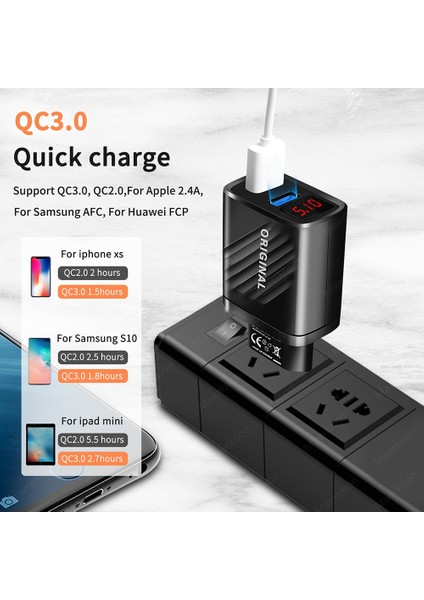 18W USB Şarj Cihazı LED Dijital Ekranlı Hızlı Şarj 2 Portlu Hızlı Şarj Telefon Adaptörü Iphone Xiaomi Samsung Duvar Şarj Cihazları Için (Yurt Dışından) modelleri