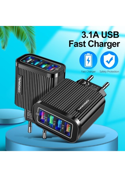 IPhone Şarj Cihazı Için 5V 3.1A USB Şarj Cihazı 4 Port Hızlı Şarj Duvar Telefonu Şarj Cihazı IPhone Samsung Xiaomi Için USB Adaptörü (Yurt Dışından) fiyatları