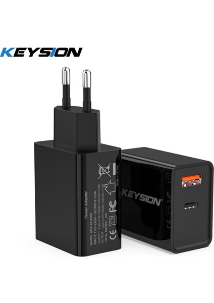 Keysıon Pd Şarj Cihazı 18W Çift USB Hızlı Şarj 3.0 Şarj Cihazı iPhone 13 Pro 12 Samsung Xiaomi Qc 3.0 Cep Telefonu Şarj Adaptörü (Yurt Dışından)