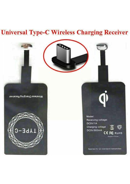 Evrensel Hızlı Kablosuz Şarj Adaptörü Kablosuz Şarj Alıcısı Yama Android Mikro USB Tip-C Cep Telefonu (Yurt Dışından)