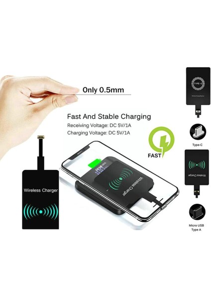 Evrensel Hızlı Kablosuz Şarj Adaptörü Kablosuz Şarj Alıcısı Yama Android Mikro USB Tip-C Cep Telefonu (Yurt Dışından) fırsatları