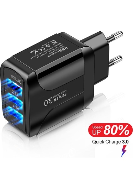 Hızlı Şarj 3.0 iPhone 13 Pro Max Şarj Cihazı 3 USB Şarj Cihazı Hızlı Şarj Adaptörü Samsung Xiaomi Mi Cep Telefonu Şarj Cihazları (Yurt Dışından)