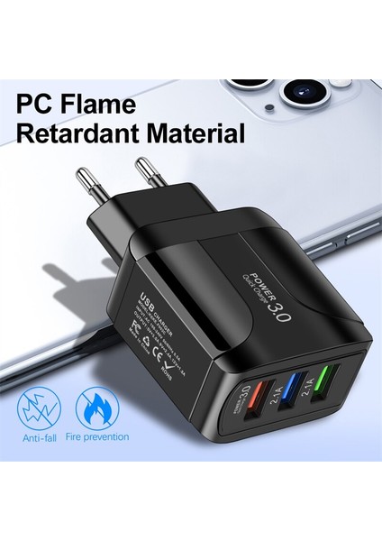 Hızlı Şarj 3.0 iPhone 13 Pro Max Şarj Cihazı 3 USB Şarj Cihazı Hızlı Şarj Adaptörü Samsung Xiaomi Mi Cep Telefonu Şarj Cihazları (Yurt Dışından) modelleri