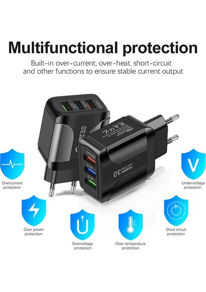 Hızlı Şarj 3.0 iPhone 13 Pro Max Şarj Cihazı 3 USB Şarj Cihazı Hızlı Şarj Adaptörü Samsung Xiaomi Mi Cep Telefonu Şarj Cihazları (Yurt Dışından) fırsatları