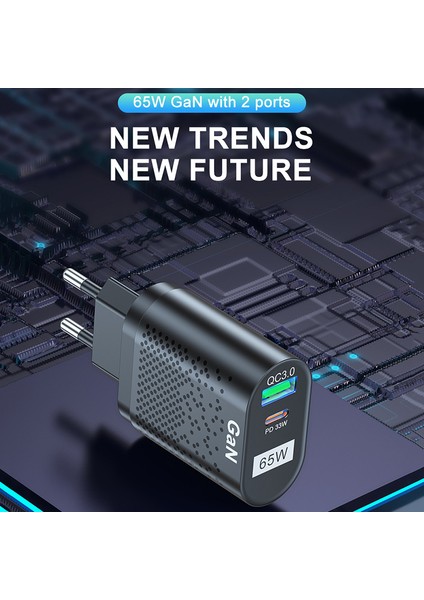 65W Gan Şarj Cihazı Tablet Dizüstü Bilgisayar Hızlı Şarj Cihazı Tip C Pd Hızlı Şarj Cihazı Kore Abd Ingiltere Şartname Fiş Adaptörü iPhone Samsung Için (Yurt Dışından) fiyatları
