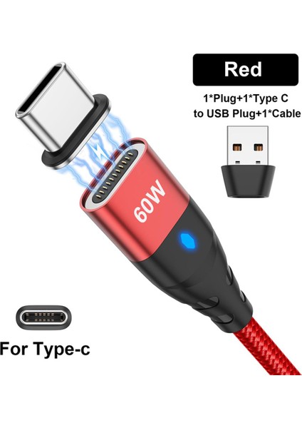 Manyetik Veri Kabloları 60W Pd Hızlı Şarj Kablosu USB C Tip C Mikro iPhone 12 Samsung S21 Xiaomi Huawei Için Şarj Kablosu (Yurt Dışından)