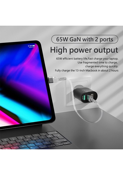 65W Gan Şarj Cihazı Hızlı Şarj 3.0 Tip C Pd USB Şarj Cihazı, 3.0 Taşınabilir Hızlı Şarj Cihazı, IPHONE13 Için Huawei Xiaomi Dizüstü Bilgisayarı Için 12 (Yurt Dışından) modelleri