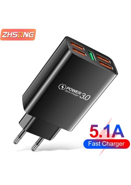 Zhsong 5 USB Hızlı Şarj Cihazı Hızlı Şarj 3.0 iPhone Şarj Cihazı Samsung Tak Xiaomi Mi Huawei Cep Telefonu Şarj Adaptörü (Yurt Dışından)