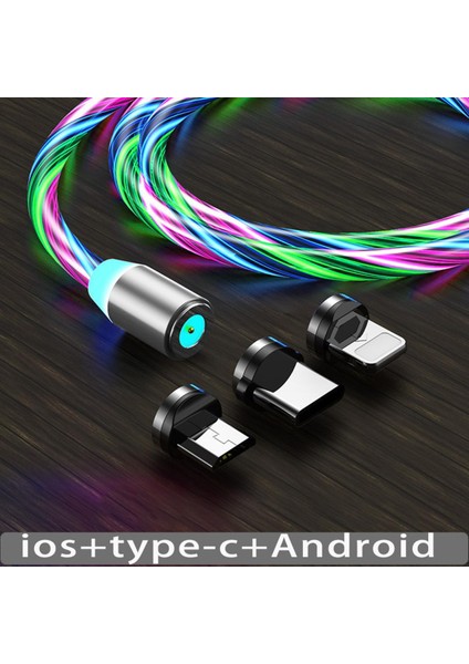 Aydınlık Manyetik Kablo Hızlı Şarj Tipi-C Mikro USB Kablosu Şarj Cep Telefonu Xiaomi Huawei iPhone 14 12 13 11 Kablo (Yurt Dışından)