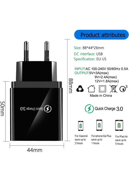 Hızlı Şarj 3.0 USB Şarj Aleti iPhone 11X8 7 Hızlı Duvar Şarj Cihazı Ab Adaptörü Samsung S9 Xiaomi Mi 8 Cep Telefonu Şarj Cihazı (Yurt Dışından) fırsatları