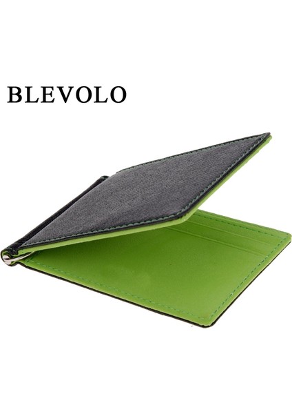 Blevolo Erkek Cüzdan Kısa Deri Cüzdan Çantalar Pu Deri Para Klipleri Katı Ince Cüzdan Erkek Çantalar 4 Renk (Yurt Dışından)