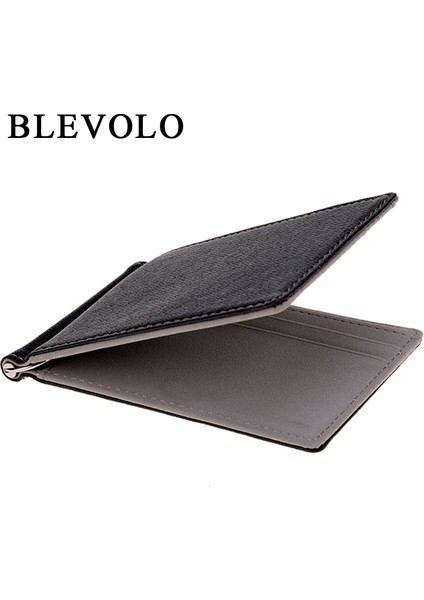 Blevolo Erkek Cüzdan Kısa Deri Cüzdan Çantalar Pu Deri Para Klipleri Katı Ince Cüzdan Erkek Çantalar 4 Renk (Yurt Dışından)
