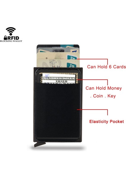 2022 Rfid Akıllı Cüzdan Kart Sahibinin Metal Ince Ince Erkek Kadın Cüzdan Pop Up Minimalist Cüzdan Küçük Siyah Çanta Metal Vallet (Yurt Dışından) indirimleri