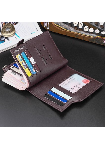 Hengsheng Rahat Erkek Cüzdanının Kore Versiyonu Dikey Çok Fonksiyonlu Cüzdan Fermuar Tokası Üç Kat Bozuk Para Cüzdanı Trendi (Yurt Dışından)