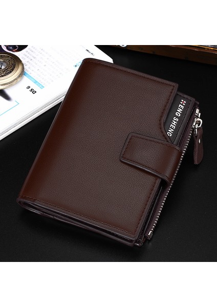 Hengsheng Rahat Erkek Cüzdanının Kore Versiyonu Dikey Çok Fonksiyonlu Cüzdan Fermuar Tokası Üç Kat Bozuk Para Cüzdanı Trendi (Yurt Dışından) modelleri