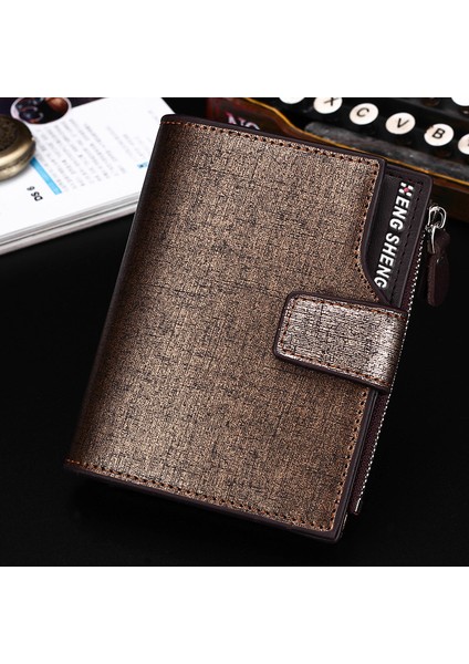 Hengsheng Rahat Erkek Cüzdanının Kore Versiyonu Dikey Çok Fonksiyonlu Cüzdan Fermuar Tokası Üç Kat Bozuk Para Cüzdanı Trendi (Yurt Dışından) fırsatları