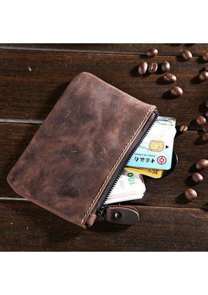 Moda Inek Derisi Hakiki Deri Bozuk Para Cüzdanı Küçük Fermuarlı Cüzdan Kadınlar ve Erkekler Için (Yurt Dışından)