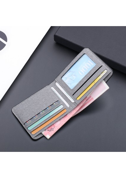 Tuval Erkek Cüzdan Siyah/mavi/gri Kartlıklı Cüzdan Erkek Para Çantası 2022 Kimlik/fotoğraf/banka Tutucu Kısa Çanta Kredi Kartı Kılıfı Çantası (Yurt Dışından) fırsatları