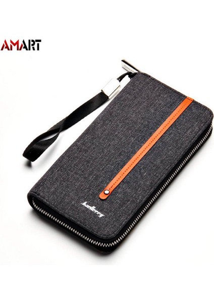 Erkek Kanvas Fermuar Cüzdan Nakit Kart Tutucu Organizatör Çok Yuvalı Uzun Çanta (Yurt Dışından) fiyatları