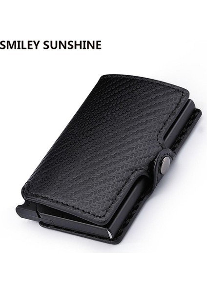 Karbon Fiber Rfid Kart Tutucu Erkek Cüzdan Para Çantası Fermuarlı Bozuk Para Cüzdanı Küçük Deri Mini Ince Cüzdan Vallet Carteira Masculina (Yurt Dışından)