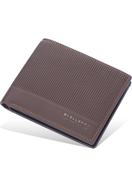 Baellerry Yeni Cüzdan Erkek Kısa Kore Versiyonu Iki Katlı Çoklu Kart Yuvası Klip Çizgili Açık Cüzdan (Yurt Dışından) indirimleri