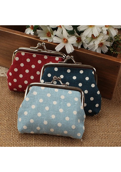Kadın Mini Puantiyeli Pamuk Bozuk Para Cüzdanı Büküm Klipsli Çerçeveli Değişim Çanta Cüzdan (Yurt Dışından) fırsatları