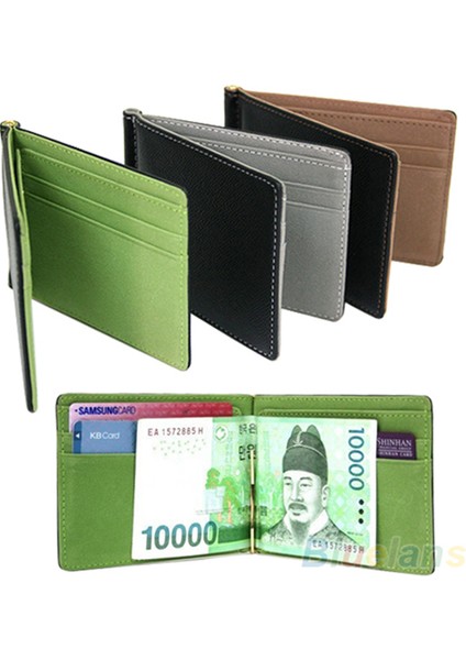 Microgood Unisex Ultra-Ince Sihirli Para Klip Suni Deri Kart Tutucu Bifold Mini Cüzdan (Yurt Dışından) modelleri