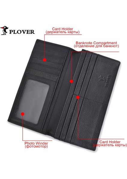 Plover GD5907-8A Inek Derisi Iş Uzun Ince Cüzdan Kredi Crad Tutucu (Yurt Dışından) fırsatları