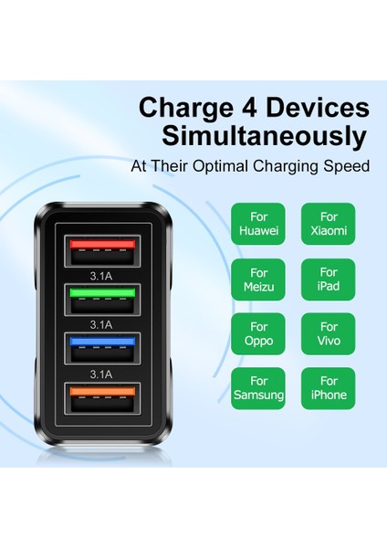 USB Şarj Aleti Hızlı Şarj 3.0 4.0 Bağlantı Noktası Hızlı Şarj Duvar Adaptörü iPhone 12 11 x Xiaomi Samsung Cep Telefonu Şarj Cihazı Qc 3.0 (Yurt Dışından) fiyatları