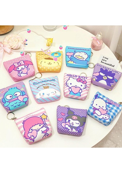 Hello Kitty Karikatür Baskı Bozuk Para Cüzdanı Kuromi Kadın Mini Kart Tutucu Küçük Cüzdan Kılıfı Saklama Çantası Kawaii Kız Pu Çanta Debriyaj (Yurt Dışından)