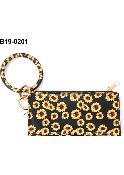 Kadın Leopar Suni Deri Anahtarlık Bileklik Nakit Cep Kartı Zip Cüzdan Debriyaj (Yurt Dışından)