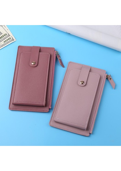 Kadın Çanta Fermuar Mini Pu Debriyaj Çanta Para Kredi Kartı Tutucu Moda Klasik Düz Renk Rahat Seyahat Çoklu Kart Pozisyonu (Yurt Dışından)