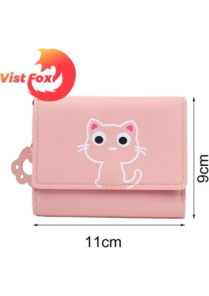 Vist Fox Para Çantası Karikatür Kedi Baskılı Aşınmaya Dayanıklı Üç Katlı Kadın Cüzdan Çanta (Yurt Dışından) fiyatları
