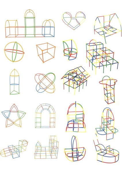 Bambu Çubukları Zeka Hayal ve Gücü Eğitici 300 Parça (180 Parça Çubuk 120 Parça Aparat) fırsatları