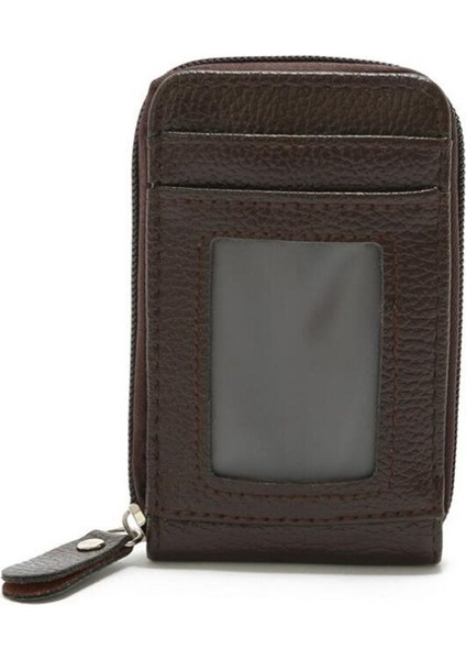 Erkek Cüzdan Hakiki Deri Kredi Kartı Tutucu Rfıd Engelleme Fermuarlı Cebi Erkek Çanta Kart Koruma Kılıfı Cep Çanta (Yurt Dışından) indirimleri