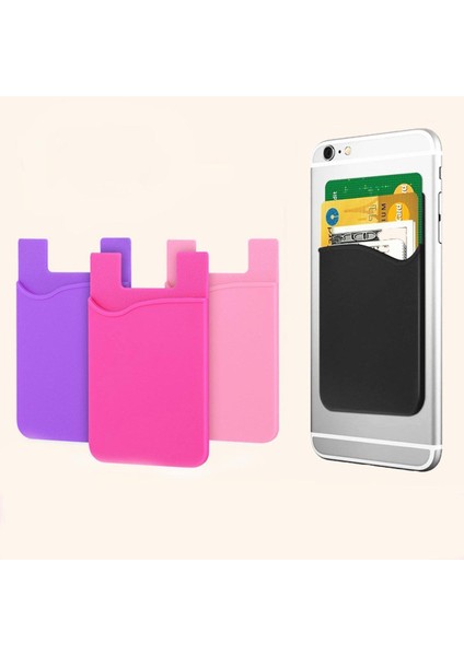 Çift Cep Elastik Streç Silikon Cep Telefonu Kımlık Kredi Kartı Tutucu Etiket Evrensel Cüzdan Kılıf Kart Sahibinin (Yurt Dışından)