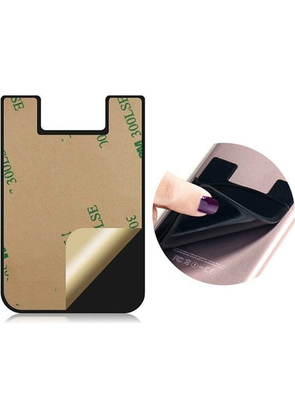 Çift Cep Elastik Streç Silikon Cep Telefonu Kımlık Kredi Kartı Tutucu Etiket Evrensel Cüzdan Kılıf Kart Sahibinin (Yurt Dışından) fırsatları