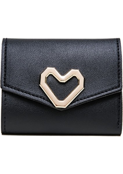 Kadın Kore Tarzı Kalp Şeklinde Küçük Cüzdan Basit Kare Üç Katlı Bozuk Para Cüzdanı (Yurt Dışından) indirimleri