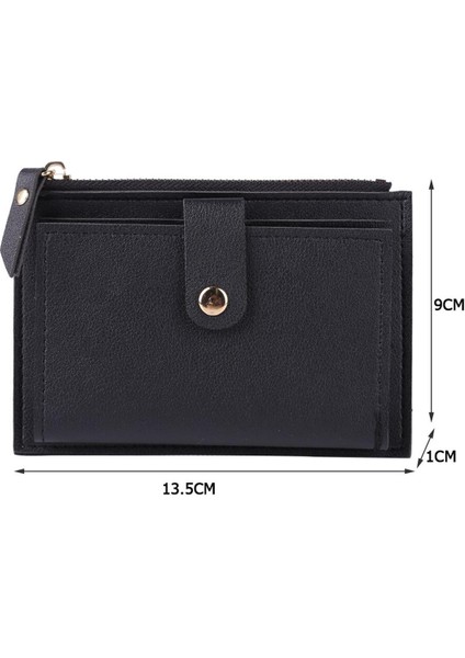 Moda Kadın Katı Renk Çok Yuvalı Kredi Kartı Tutucu Taşınabilir Pu Deri Mini Bozuk Para Cüzdanı Çok Fonksiyonlu Fermuarlı Cüzdan Kılıf (Yurt Dışından)
