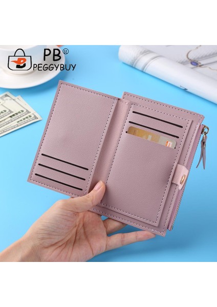 Moda Kadın Katı Renk Çok Yuvalı Kredi Kartı Tutucu Taşınabilir Pu Deri Mini Bozuk Para Cüzdanı Çok Fonksiyonlu Fermuarlı Cüzdan Kılıf (Yurt Dışından) modelleri