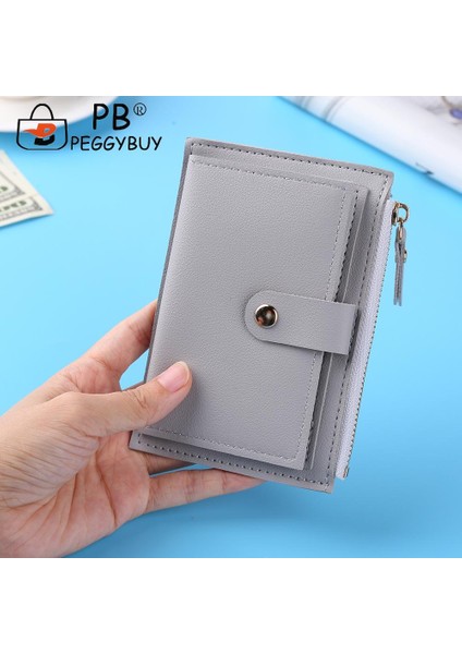 Moda Kadın Katı Renk Çok Yuvalı Kredi Kartı Tutucu Taşınabilir Pu Deri Mini Bozuk Para Cüzdanı Çok Fonksiyonlu Fermuarlı Cüzdan Kılıf (Yurt Dışından) fırsatları
