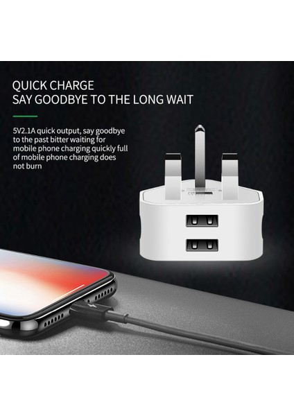 Evrensel Ingiltere Tak 3 Pin Duvar Şarj Adaptörü 1/2/3 USB Bağlantı Noktaları Şarj iPhone Samsung Huawei 5 V 1A 2A 3A Mobil Şarj Cihazı (Yurt Dışından) modelleri