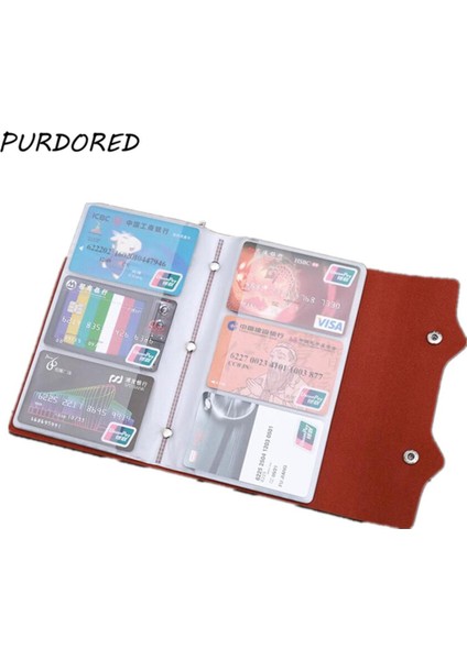 Purdored 1 Adet 108 Yuvaları Kart Tutucu Pu Deri Kartvizit Kılıfı Fonksiyonlu Çanta Minimalist Cüzdan Kımlık Kartı Çantası Tarjetero Hombre (Yurt Dışından)