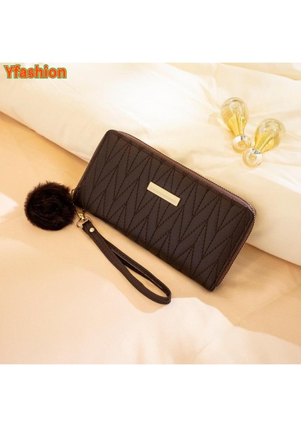 Yfashion Kadın Pu Uzun Cüzdan Moda Işlemeli Bozuk Para Cüzdanı Çoklu Kart Yuvası Debriyaj Çanta Çanta (Yurt Dışından)