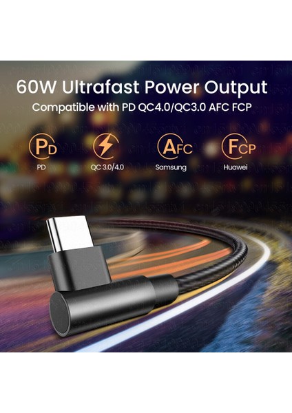 90 Derece 60W USB C - USB Tip C Kablo Pd 3A Hızlı Şarj Usb-C Kablosu Tip-C Şarj Cihazı Xiaomi Poco X3 M3 Samsung S20 (Yurt Dışından) fırsatları