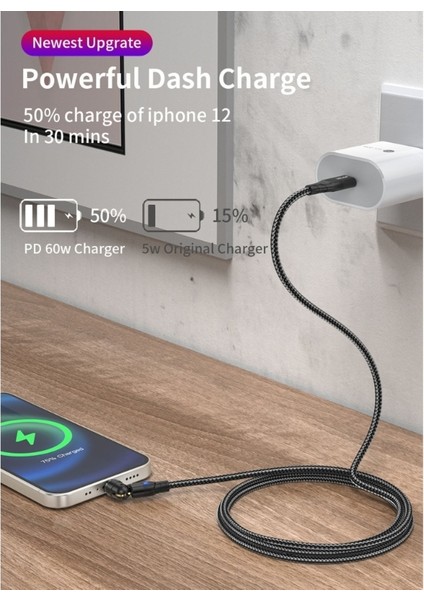 2022 Yeni Manyetik Şarj Kablosu 3 In 1 Tip C Pd 60W 3A Hızlı Şarj Veri Aktarımı Manyetik Telefon Şarj Kablosu Tablet Için (Yurt Dışından) indirimleri