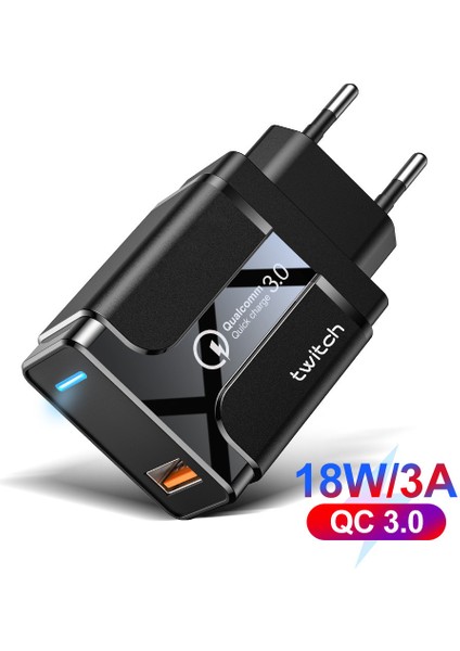 Geartronic Twitch QC3.018W Hızlı Şarj Işık Kılavuzu Kutuplu Şarj Cihazı Hızlı Şarj Şarj Cihazı LED Işıklı Qc3.0 Şarj Cihazı Seyahat Şarj Cihazı (Yurt Dışından) fiyatları