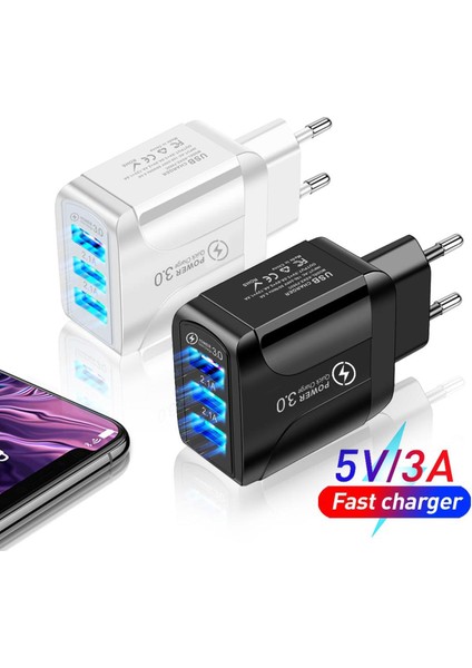 3 Port USB Şarj Cihazı Hızlı Şarj Qc3.0 Hızlı Şarj Şarj Cihazı Ab/abd/ingiltere Tak Samgsung Xiaomi Oneplus iPhone 11 Şarj Cihazı Cep Telefonu (Yurt Dışından)
