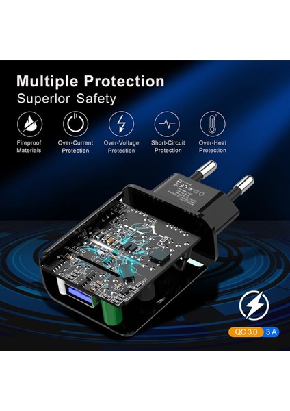 3A Qc3.0 Hızlı Şarj Cihazı 18 USB Şarj Aleti Hızlı Şarj 3.0 Telefon Şarj Cihazı iPhone Için Huawei Samsung Xiaomi Redmi Için Ab Abd Tak (Yurt Dışından) fiyatları